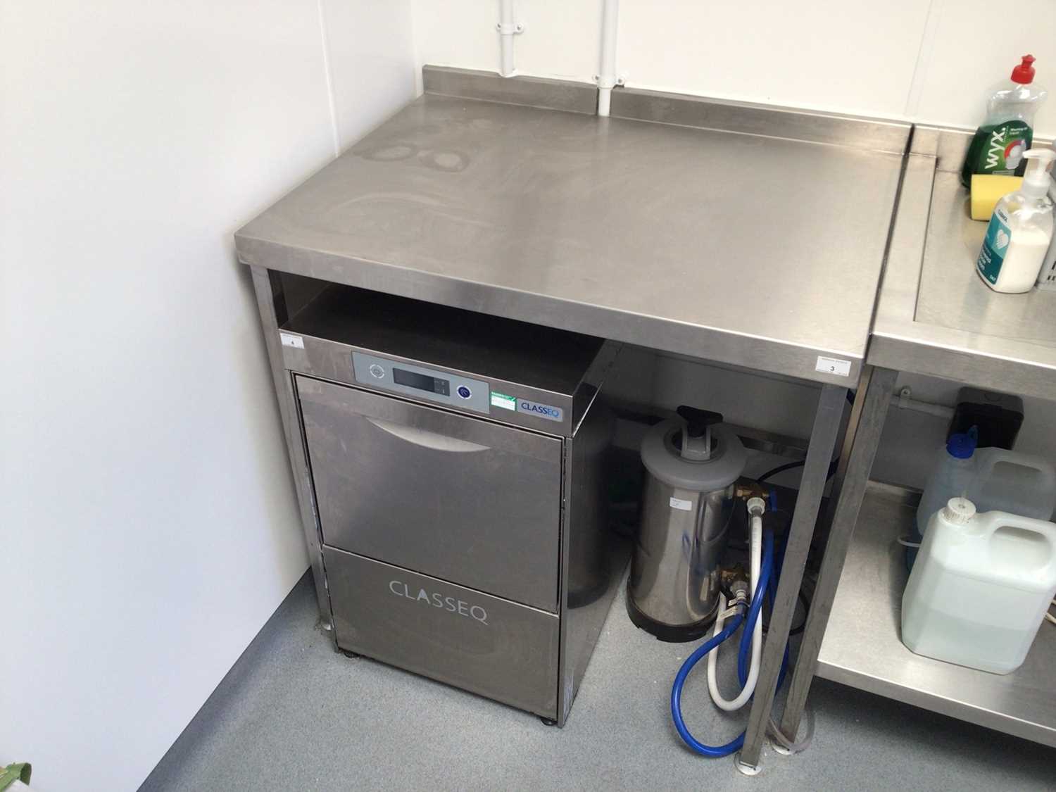 Lot 3 - A wall standing stainless steel preparation bench, 900 mm