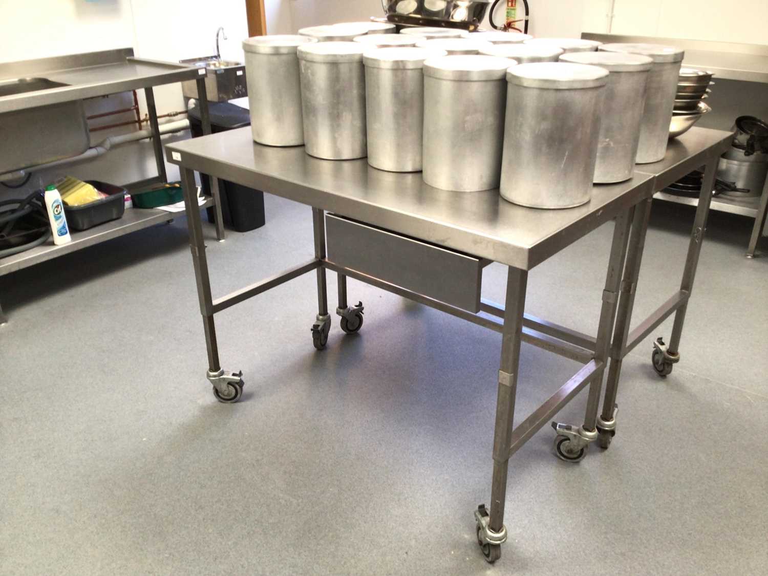 Lot 14 - A stainless steel freestanding preparation bench, with drawer, on castors, 1200 mm