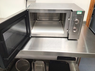 Lot 15 - A Buffalo GK643 stainless steel microwave oven, cable and plug