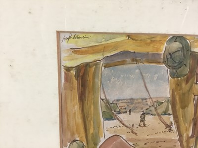 Lot 155 - Joseph Robinson (1910-86) two watercolours of a desert army camp, probably North Africa, dated 1941