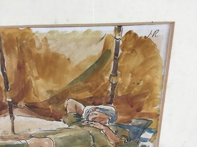 Lot 149 - Joseph Robinson (1910-86) two watercolours of a desert army camp, probably North Africa, dated 1941