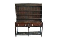 Lot 1163 - Early 18th century oak high dresser with...