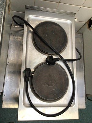 Lot 21 - A Lincat A003 stainless steel electric twin ring table top cooker, cable and plug