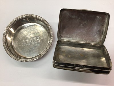 Lot 1060 - Silver commemorative dish for the Coronation of Queen Elizabeth II June 1953 and Edwardian silver soap box with engraved monogram