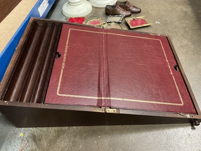 Lot 241 - Georgian mahogany and brass mounted writing box, Remi Martin writing box and sundries