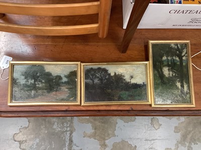 Lot 929 - Group of three early 20th century oil on board landscapes