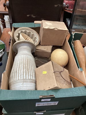 Lot 899 - Sundry items, including salt glazed stoneware, enamel ware, carved eagle wall bracket, ceramic jelly moulds, etc