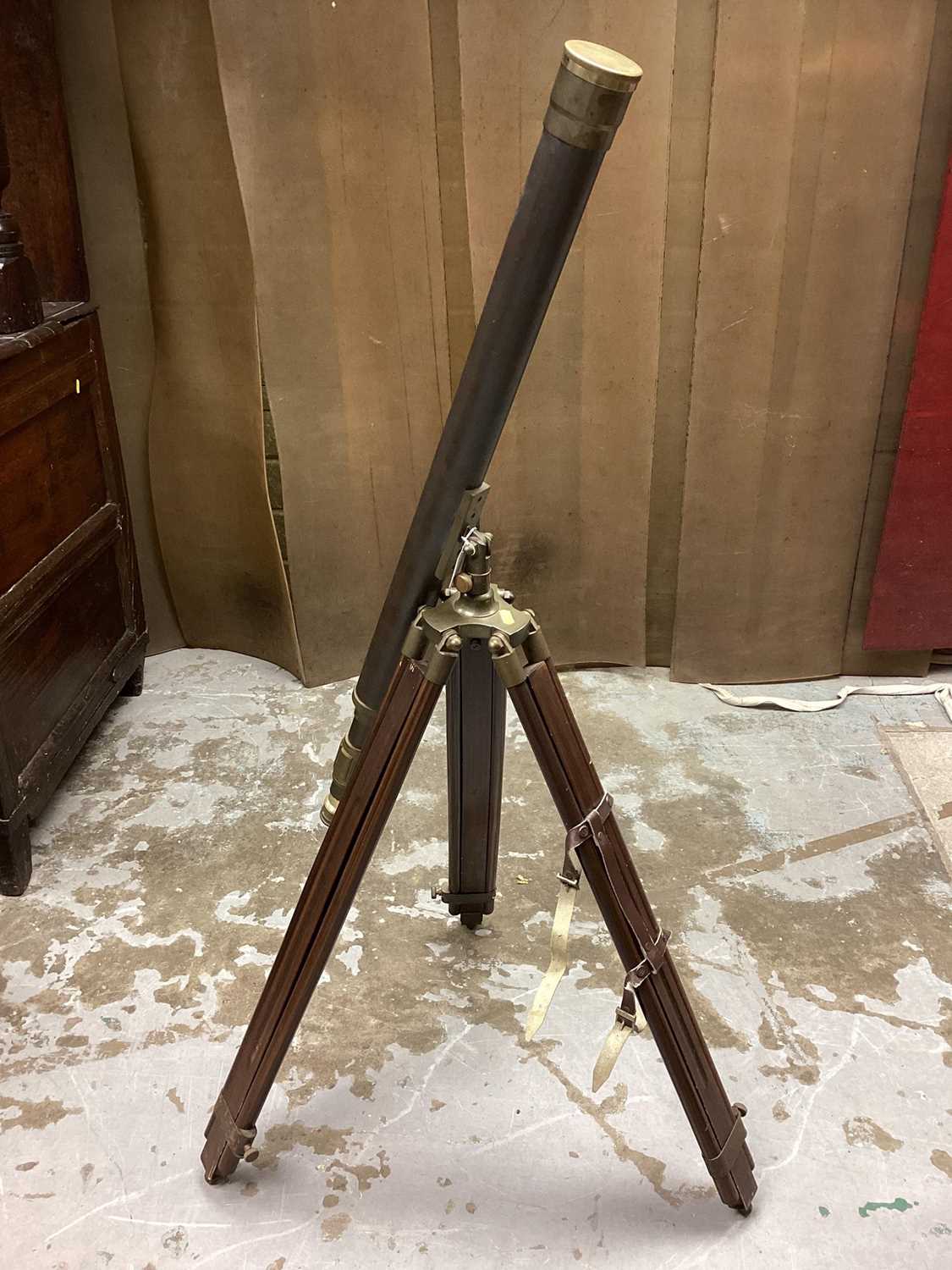 Lot 2495 - Victorian-style brass telescope on tripod stand