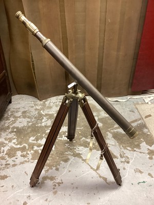 Lot 2495 - Victorian-style brass telescope on tripod stand