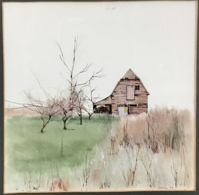 Lot 126 - Michael Smee ink and watercolour - The Barn, signed and dated '78, in glazed frame