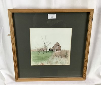 Lot 126 - Michael Smee ink and watercolour - The Barn, signed and dated '78, in glazed frame