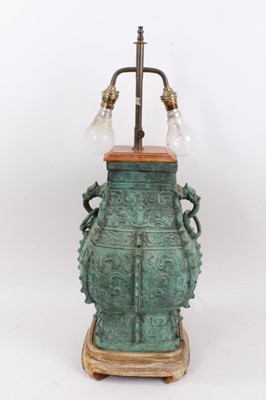 Lot 938 - Chinese archaic style bronze lamp