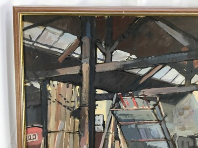 Lot 117 - Douglas Pittuck (1911-1993), oil on board, Workshop interior, signed, 62 x 50cm, framed