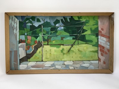 Lot 105 - Douglas Pittuck (1911-1993), oil on board, abstracted garden scene