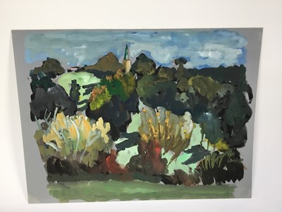 Lot 82 - *John Hanbury Pawle (1915-2010) six gouache works on paper and card - one signed, all approx 53cm x 43cm unframed