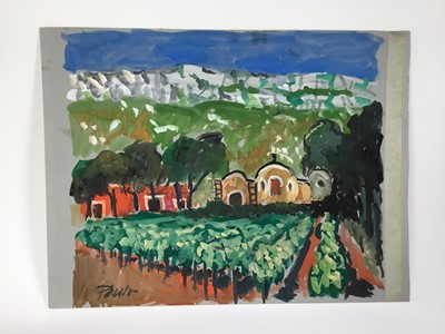 Lot 83 - *John Hanbury Pawle (1915-2010) six gouache works on paper and card - two signed, all approx 53cm x 43cm, unframed