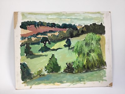Lot 83 - *John Hanbury Pawle (1915-2010) six gouache works on paper and card - two signed, all approx 53cm x 43cm, unframed