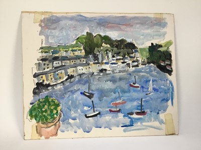 Lot 84 - *John Hanbury Pawle (1915-2010) six gouache works on paper and card - three signed, all approx 53cm x 43cm, unframed