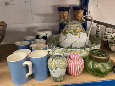 Lot 236 - Royal Doulton Art Noveau Kelmscot wash jug and basin, and other ceramics and glassware