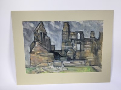 Lot 103 - Douglas Pittuck (1911-1993) mixed media on paper, Industrial landscape, signed and dated '61, 30 x 50cm, mounted, together with further works on paper similarly presented