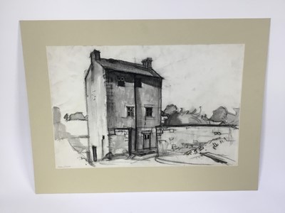Lot 102 - Douglas Pittuck (1911-1993) mixed media on paper, Hartlepool, signed and dated 1972 35 x 55cm, mounted, together with a further seven works on paper similarly presented
