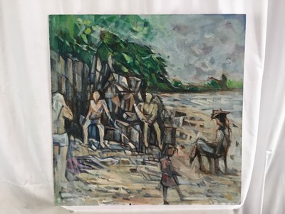 Lot 110 - Douglas Pittuck (1911-1993) oil on board, Picnic, signed and dated '91, 61 x 69cm, framed, together with another work on board by the same hand. (2)