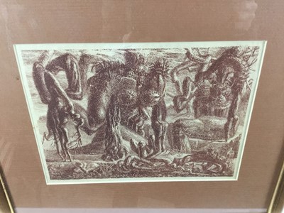Lot 104 - Group of works by artists in the circle of Douglas Pittuck (1911-1993) including fine pencil work signed Macdougal, 21 x 15cm, framed, etching by Catherine Benson, lithograph by El Amsouty, Sheila...