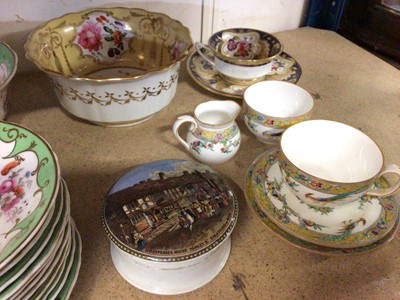 Lot 411 - Floral tea service on green ground, Minton tea set for one, Prattware pot and other decorative ceramics