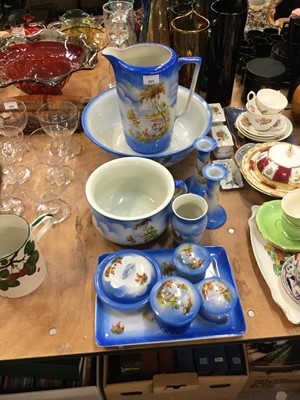 Lot 523 - Early 20th century wash jug and bowl, together with a matching dressing table set.