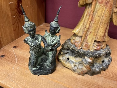 Lot 121 - Chinese soapstone carving and Tibetan bronze
