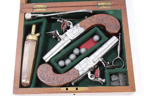 Lot 919 - Pair early 19th century flintlock box lock...