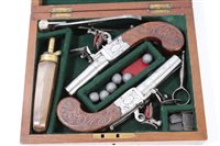 Lot 919 - Pair early 19th century flintlock box lock...