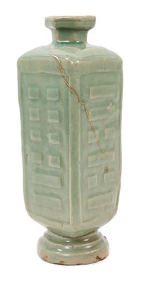 Lot 285 - A Chinese celadon Cong vase