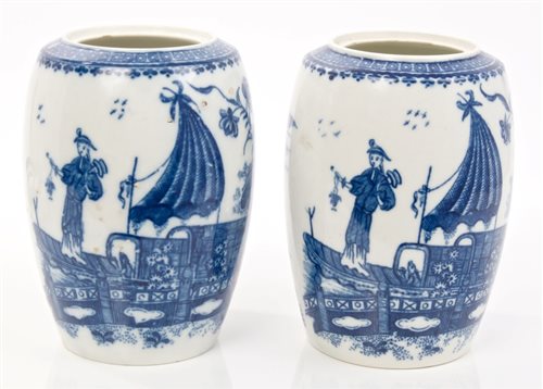 Lot 16 - Pair 18th century Caughley blue and white...