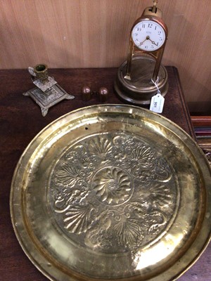 Lot 951 - Tiffany clock, with a brass Keswick dish and a brass candlestick