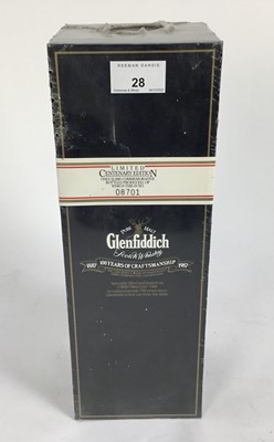 Lot 28 - Whisky - one bottle, Glenfiddich limited centenary edition, number 08701, Christmas Day 1986, 75cl., 43%, in original sealed box