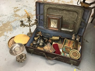 Lot 552 - Victorian communion chalice and pattern together with a suitcase containing religious icons and related items.