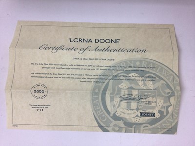 Lot 34 - Hornby OO gauge locomotive GWR 4-2-2 Dean Class 3031 'Lorna Doone' 3047 boxed with certificate