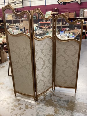 Lot 1425 - Gilt framed three fold screen