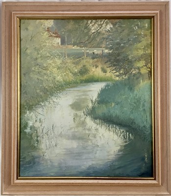 Lot 145 - Reginald Mole (1945-2006) oil on canvas - River Brett at Shelley, signed, 63cm x 53cm, framed