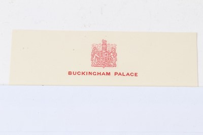 Lot 26 - T.M. King George VI and Queen Elizabeth, handwritten card on Buckingham Palace headed notelet ' With our affectionate good wishes for your happiness George R Elizabeth R'