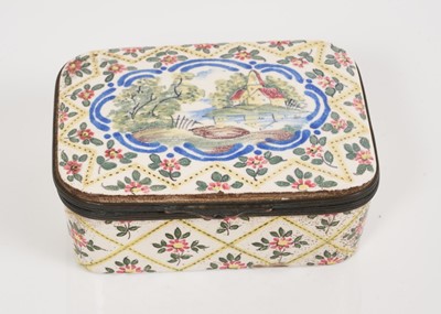 Lot 976 - French faience rectangular box, flower panelled ground