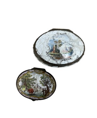 Lot 2506 - South Staffordshire oval lilac ground snuff box, circa 1780 and another