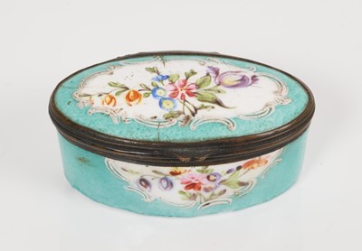 Lot 980 - South Staffordshire navette form oval turquoise ground snuff box, circa 1780