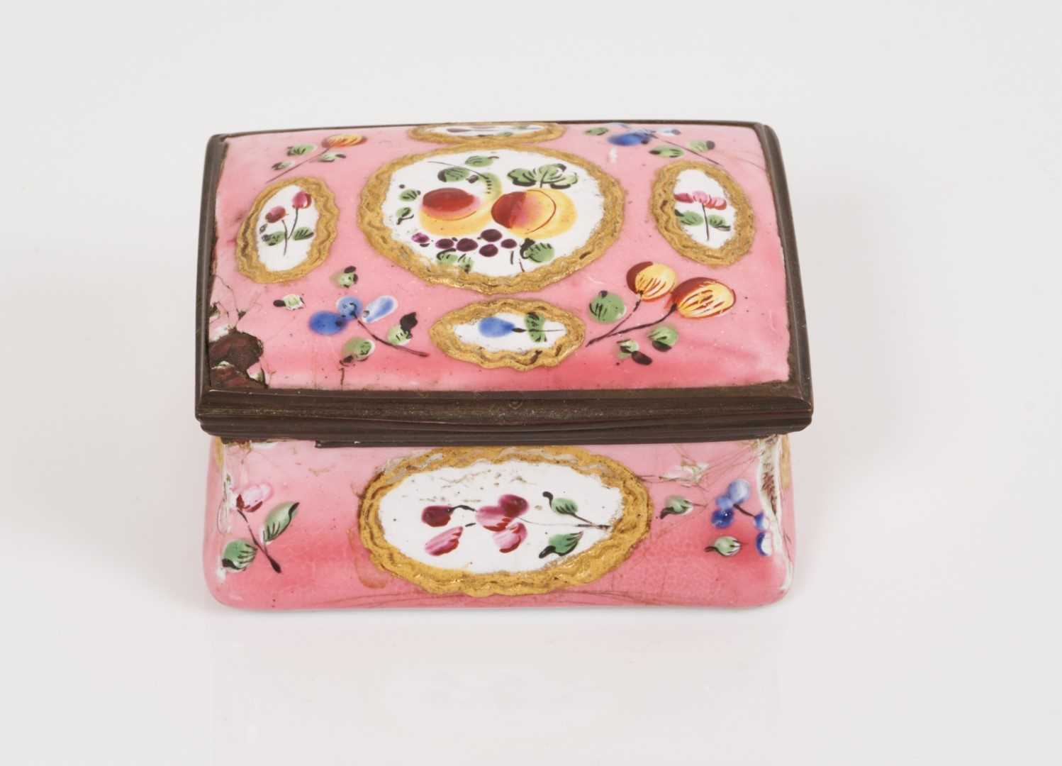 Pink Snuff Box Lot 982 - South Staffordshire pink ground rectangular
