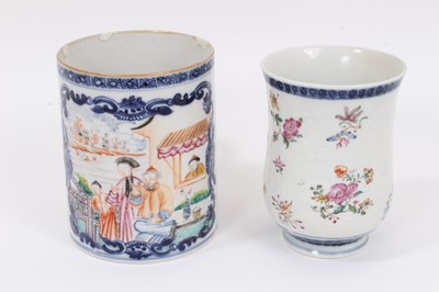 Lot 254 - Chinese Export cylindrical mug, and a bell shaped mug, circa 1780