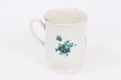 Lot 255 - Derby bell shaped mug, painted in green monochrome with flowers, circa 1770