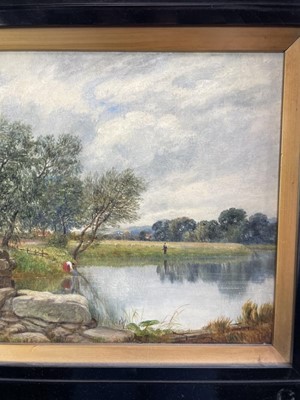 Lot 185 - William Beatty Brown (1831-1909) oil on panel - river Landscape, signed, inscribed verso and dated 1863, 22cm x 32cm, framed
