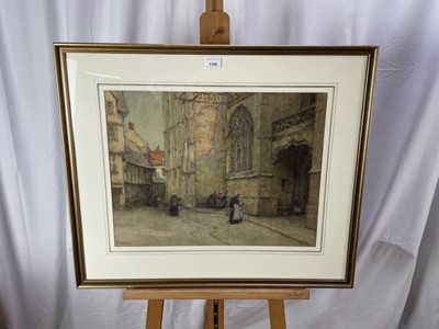 Lot 1198 - Terrick John Williams (1860-1936) watercolour - Street in Rheims, signed, 41cm x 54cm, in glazed gilt frame