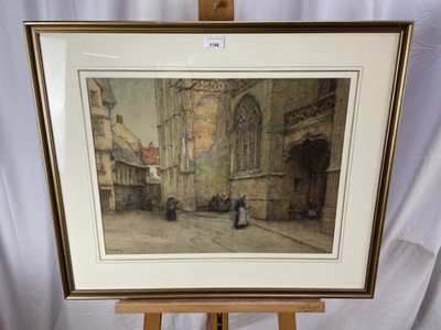 Lot 1198 - Terrick John Williams (1860-1936) watercolour - Street in Rheims, signed, 41cm x 54cm, in glazed gilt frame